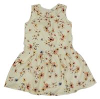 Smotanové ľahké šaty s kvetmi