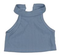 Modrošedý rebrovaný crop top Shein