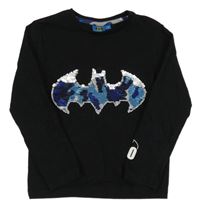 Čierne tričko s Batmanem z překlápěcích flitrů