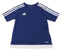 Tmavomodro-bílé funkční sportovní tričko s logem Adidas