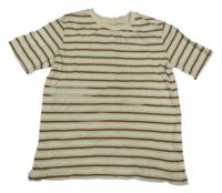 Smetanovo-hnedo-modré pruhované tričko H&M