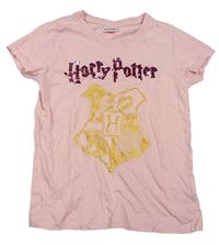 Svetloružové tričko so znakem - Harry Potter a překlápěcími flitre