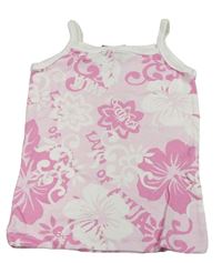 Svetloružová -biely top s kvetmi a nápismi H&M