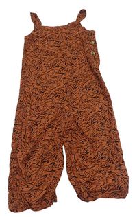 Cihlovo-černý vzorovaný mačkaný kalhotový culottes overal Next