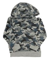 Army-šedá melírovaná mikina s kapucí Matalan