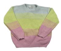 Ružovo-světlezeleno/světlemodrý melírovaný rebrovaný sveter H&M