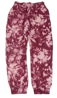 Vínovo-světlerůžové batikované tepláky PRIMARK