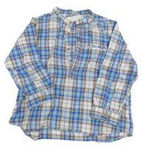 Modro-bílo-růžovo-žluto-zelená kostkovaná polokošile Zara