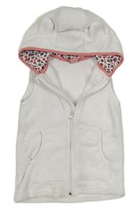 Biela plyšová vesta s kapucňou s uškami Kiki&Koko
