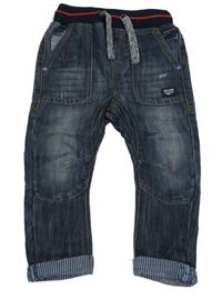 Tmavomodré rifle vyšúchaného vzhledu a úpletovým pasom zn. Next