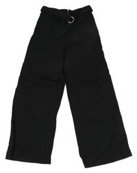 Černé široké rifle s páskem ZARA