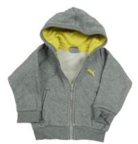 Šedá melírovaná propínací mikina s logem a kapucí PUMA