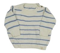 Bielo-modrý pruhovaný rebrovaný sveter George