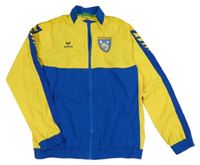 Tmavožluto-safírová šusťáková funkční fotbalová bunda se znakem erima
