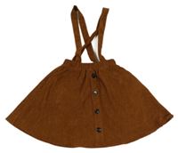 Hnedá menšestrová sukňa s gombíkmi a trakami SHEIN