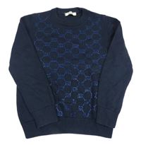 Tmavomodrý svetr se vzorem/logy z kamínků GUCCI