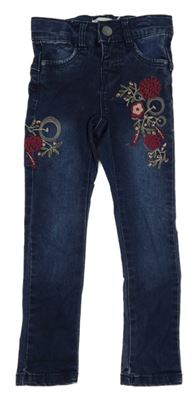 Tmavomodré skinny rifle s kytičkami name it.