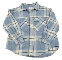 Modro-bílo-tmavomodrá kostkovaná košilová bunda ZARA