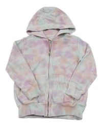 Barevná batikovaná propínací mikina s kapucí Next