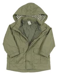 Khaki plátenná jarná bunda s odopínacíá kapucňou H&M