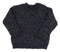 Tmavomodrý melírovaný rebrovaný sveter George