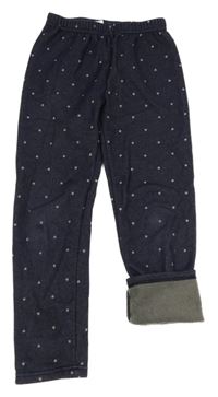 Tmavomodré zateplené legíny riflového vzhledu se srdíčky Topolino