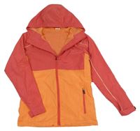 Jahodovo-oranžová šušťáková jarná bunda s kapucňou HIP&HOPPS