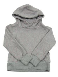 Sivá melírovaná bodkovaná á crop mikina s hviezdičkami a kapucňou TOM TAILOR