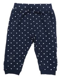 Tmavomodré tepláky s bielými srdiečkami C&A