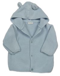 Světlemodrý propínací svetr s kapucí s oušky Next