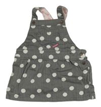 Šedo-bílé puntíkaté riflové šaty se srdíčkovou kapsou Vertbaudet