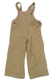 Béžové manšestrové laclové podšité kalhoty s nápisem impidimpi