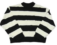 Čierno-biely pruhovaný pletený crop sveter H&M