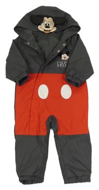 Tmavošedo-červená nepromokavá jarní kombinéza s kapucí - Mickey PRIMARK