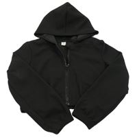 Čierna rebrovaná prepínaci crop mikina s kapucňou SHEIN