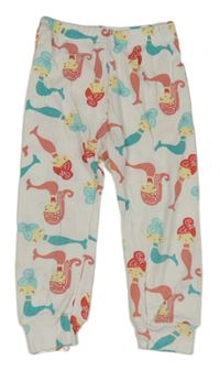 Biele pyžamové nohavice s mořskými pannami