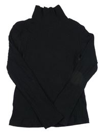 Čierny rebrovaný rolák SHEIN