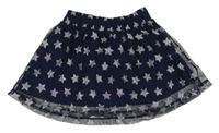 Tmavomodrá tylová sukňa so striebornými hviezdičkami TEZENIS