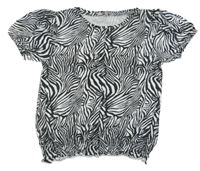 Čierno-biele vzorované crop tričko