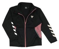 Černo-starorůžová propínací sportovní mikina hummel