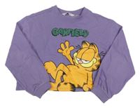 Fialová oversize crop mikina s Garfieldem H&M