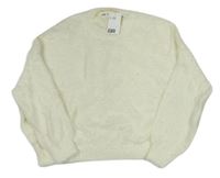 Krémový chlpatý crop sveter H&M