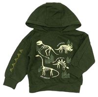 Zelená mikina s dinosaurami a kapucňou Primark