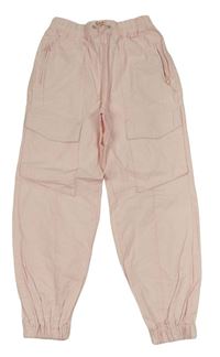 Světlerůžové plátěné cuff kalhoty s kapsami River Island