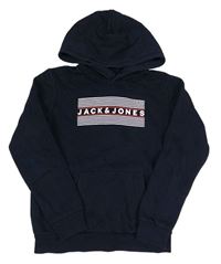 Tmavomodrá mikina s pruhy a kapucí Jack & Jones