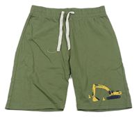Khaki bavlnené kraťasy s bágrom H&M