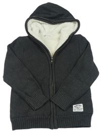 Antracitový zateplený propínací svetr s kapucí H&M