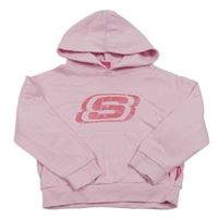 Růžová mikina s logem a kapucí Skechers