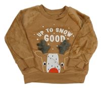 Hnedá teplákovo/chlupatá mikina so sobom F&F