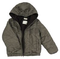 Tmavosivá šušťáková zateplená bunda s kapucňou Tex